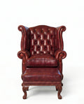ACL Heritage Oxblood Leather Wingback Chair & Ottoman Arris Concepts