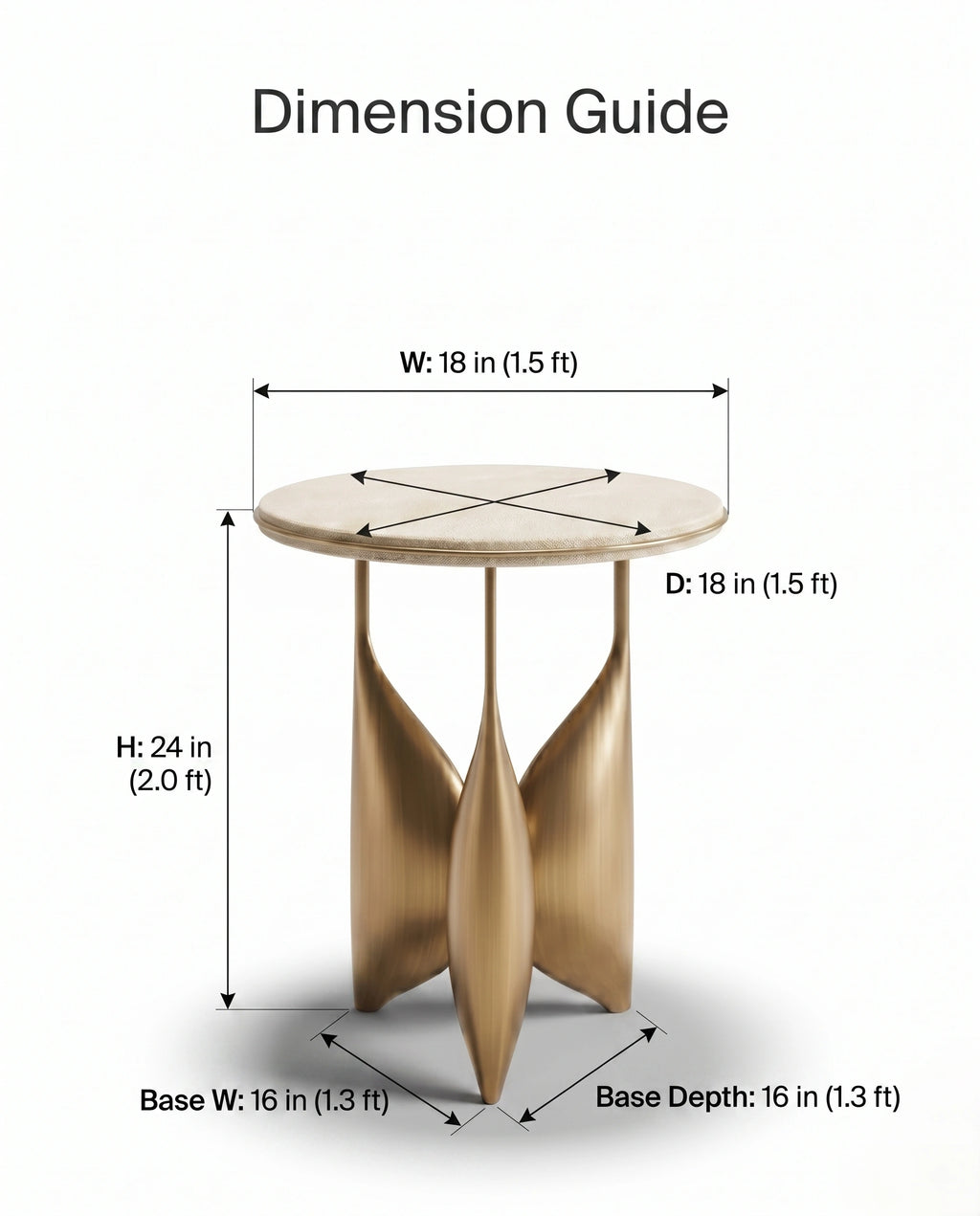 Sculptural Brass & Ivory Shagreen Corner Table Arris Concepts