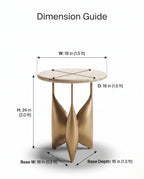 Sculptural Brass & Ivory Shagreen Corner Table Arris Concepts