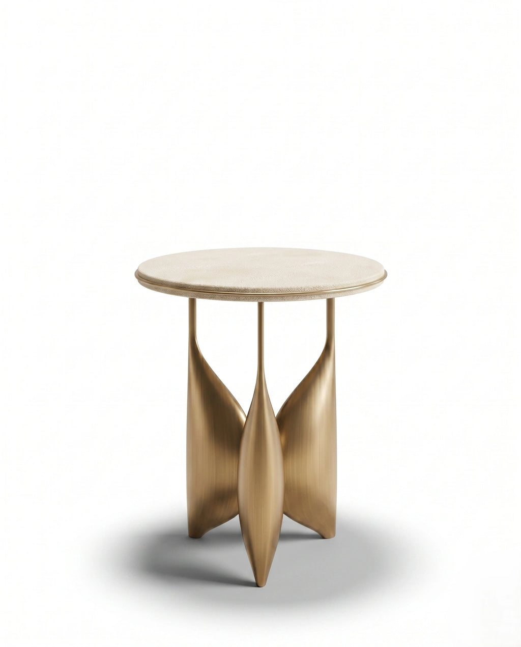 Sculptural Brass & Ivory Shagreen Corner Table Arris Concepts