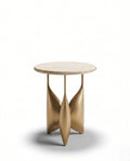 Sculptural Brass & Ivory Shagreen Corner Table Arris Concepts