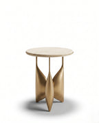 Sculptural Brass & Ivory Shagreen Corner Table Arris Concepts