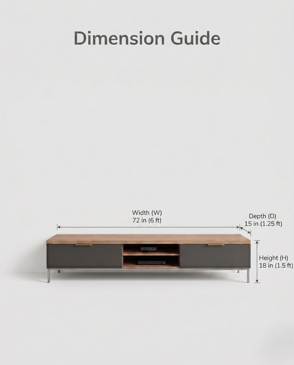 72-Inch Minimalist Wood & Charcoal TV Console Arris Concepts