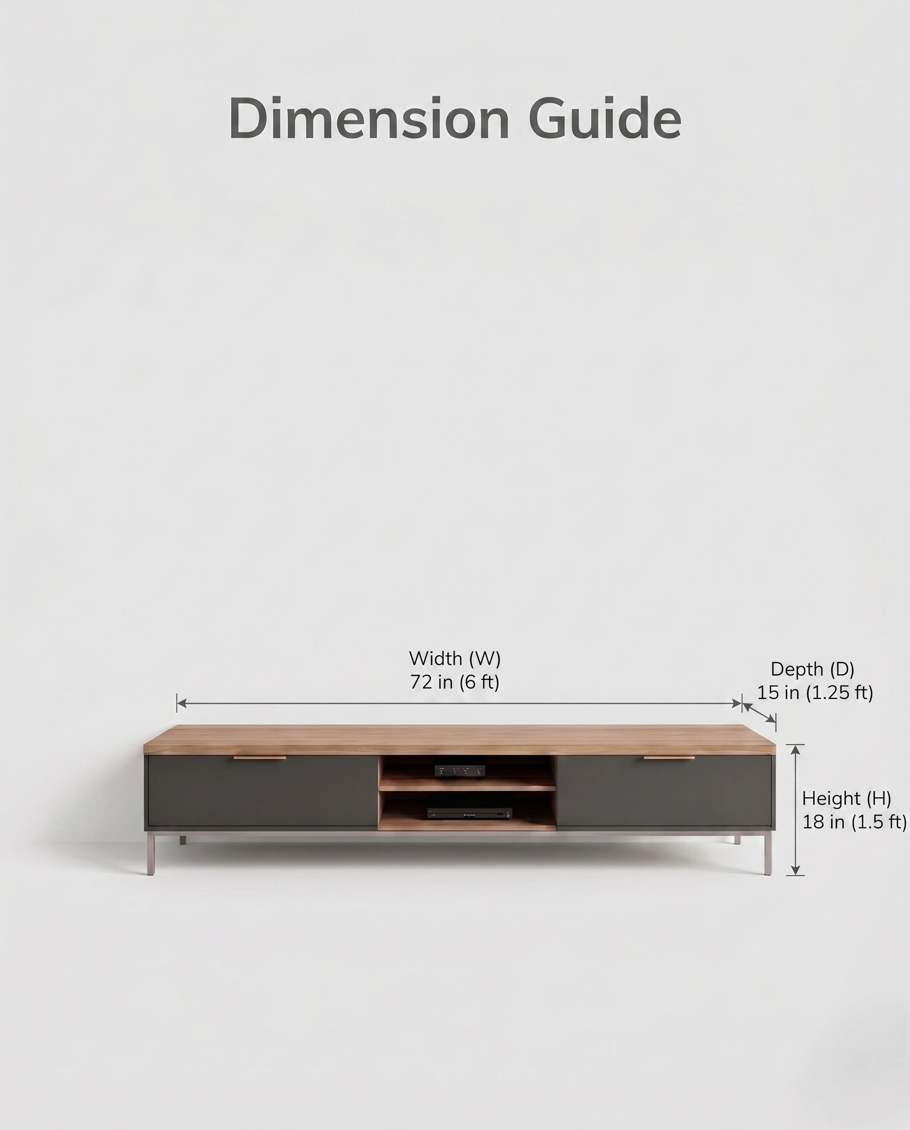72-Inch Minimalist Wood & Charcoal TV Console Arris Concepts