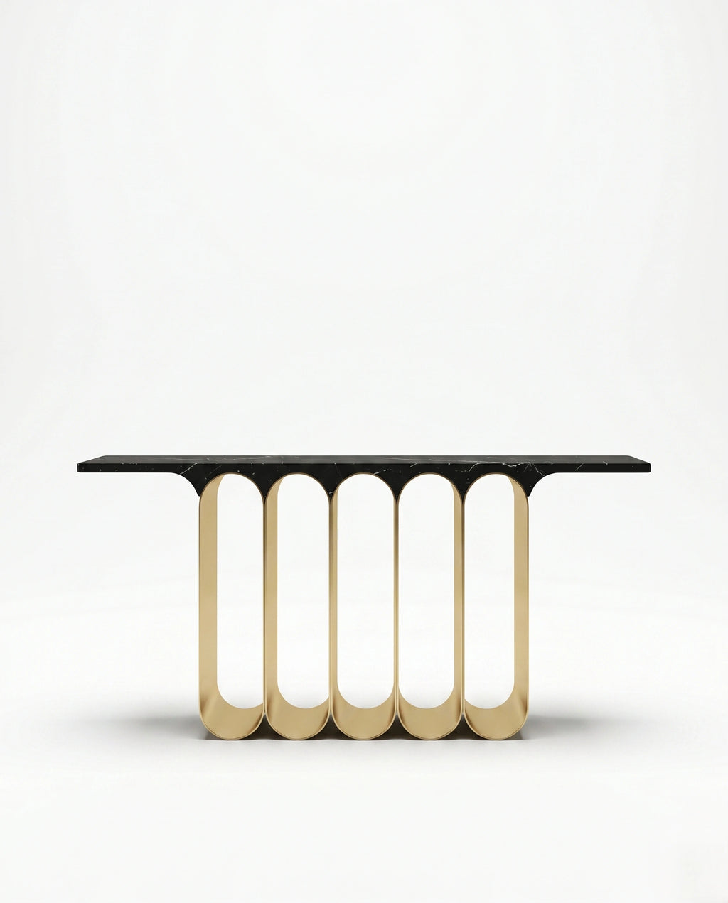 Architectural Black Marble & Brass Ribbon Console Table Arris Concepts
