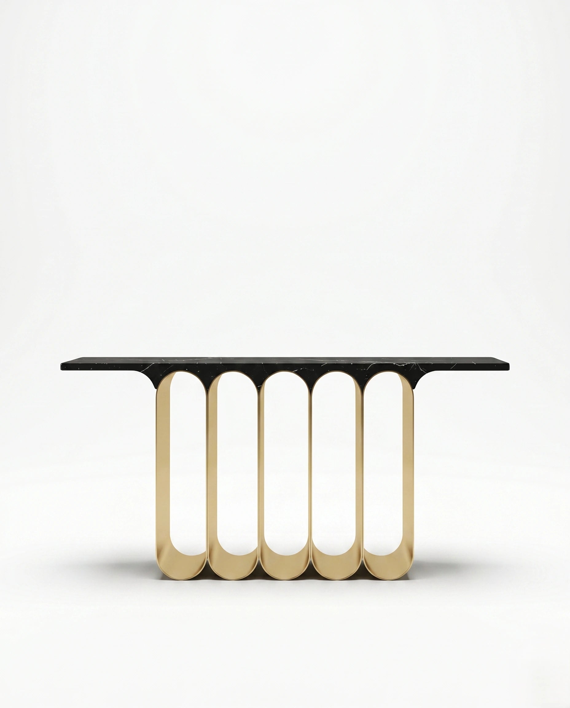 Architectural Black Marble & Brass Ribbon Console Table Arris Concepts