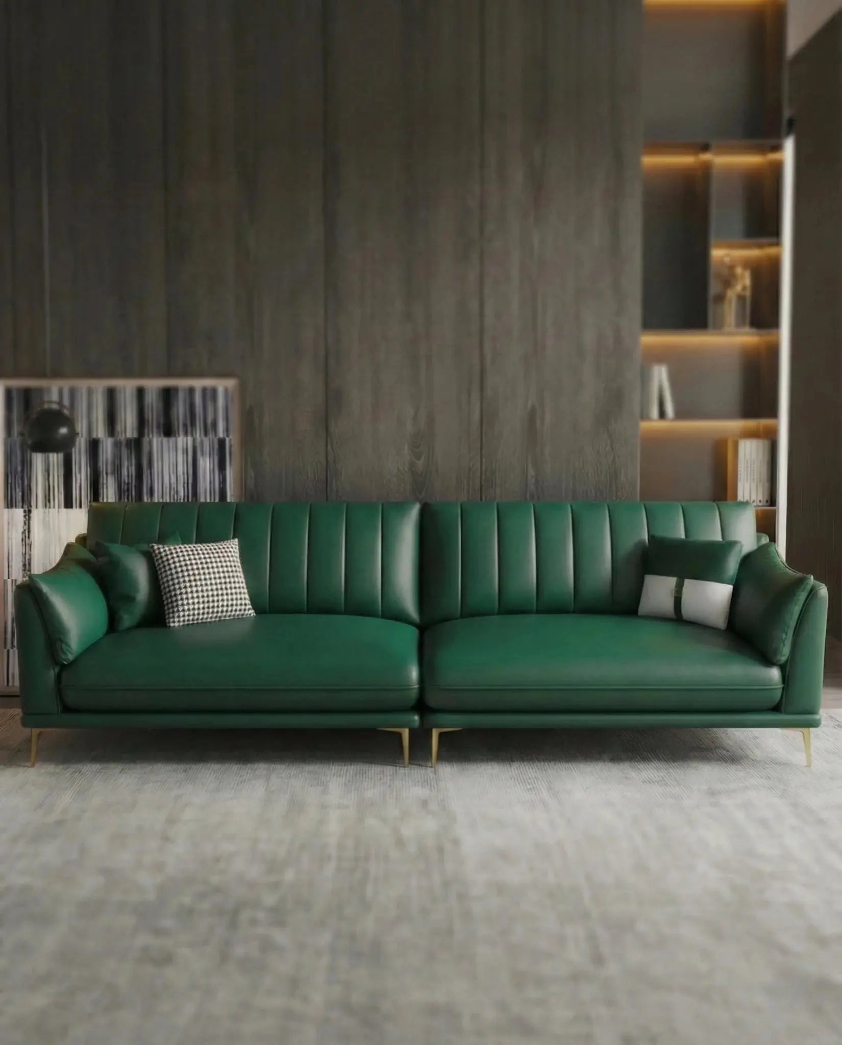 Dark Green - Masterfully crafted modern cognac leather tufted sofa with a sleek wood frame by Arris Concepts