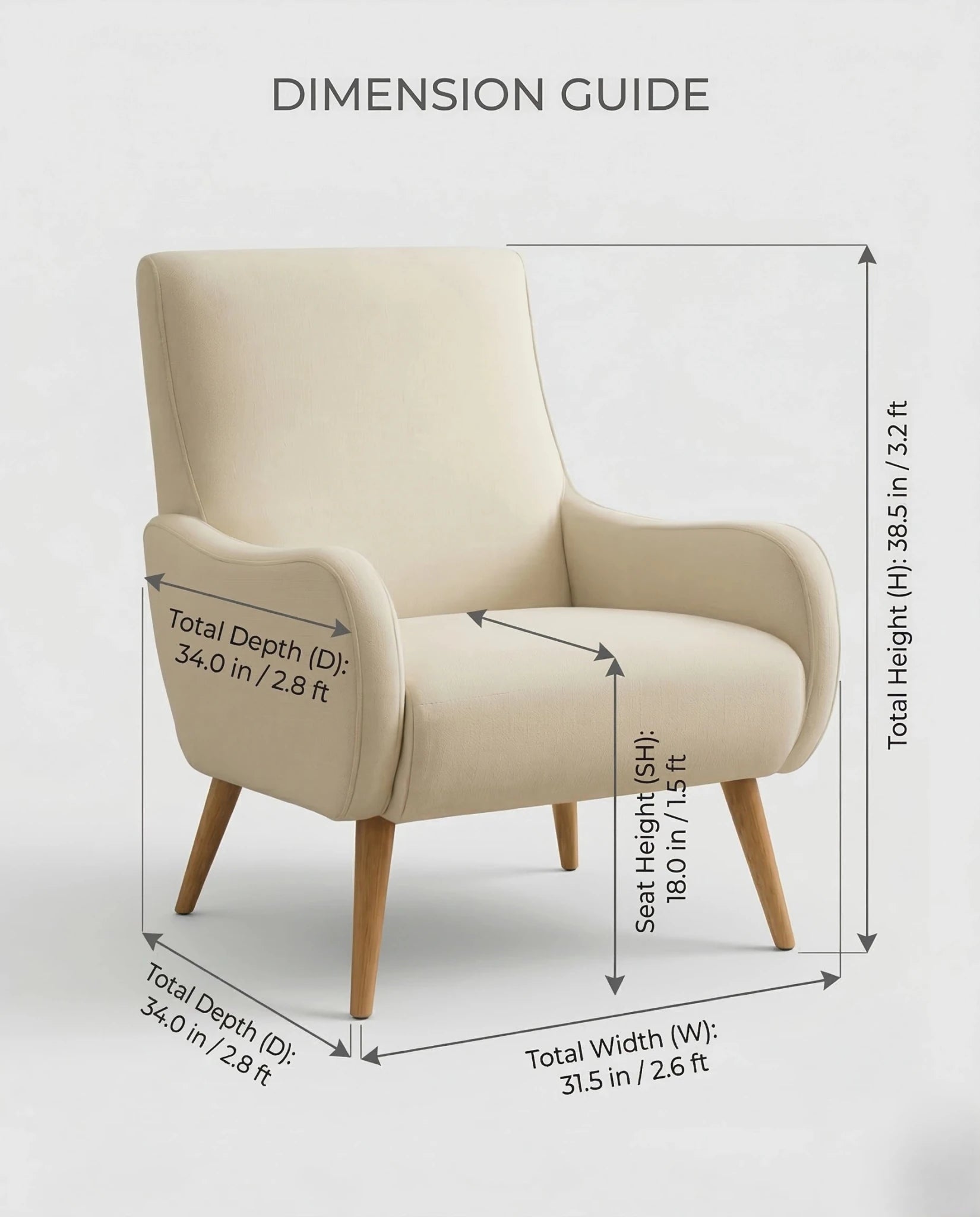 Masterfully crafted modern upholstered accent chair with oak legs by ACL