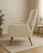 Masterfully crafted modern upholstered accent chair with oak legs by ACL