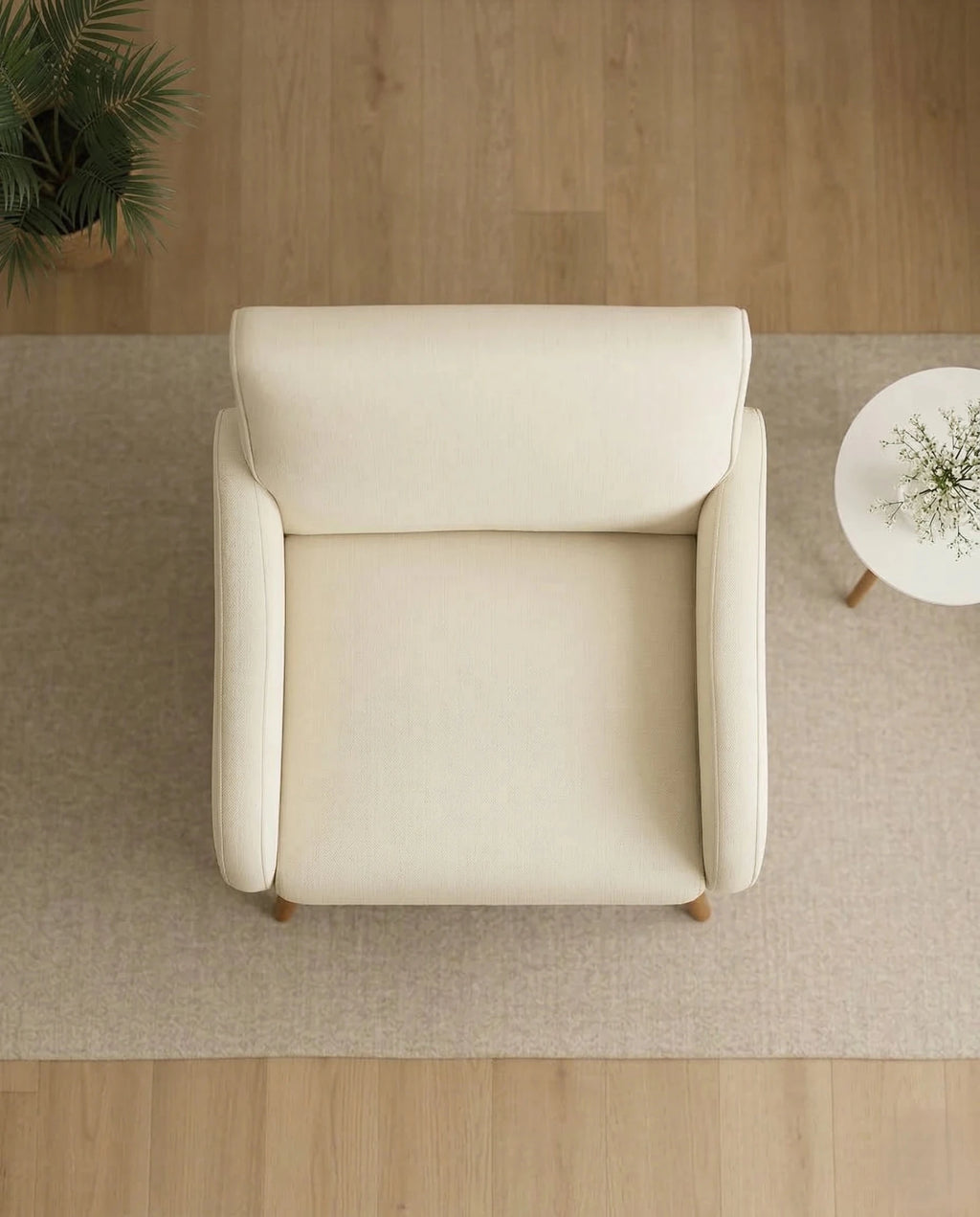 Masterfully crafted modern upholstered accent chair with oak legs by ACL
