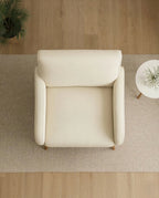 Masterfully crafted modern upholstered accent chair with oak legs by ACL