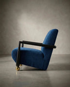 Flat Dark Blue - Masterfully crafted textured accent chair with brass legs in a premium living room by Arris Concepts