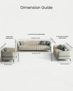 Modern curved living room seating and a premium beige channel tufted sofa crafted by Arris Concepts Luxury Pvt. Ltd.