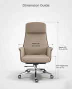 Modern ergonomic desk chair and a premium beige leather executive chair by Arris Concepts Luxury Pvt. Ltd.