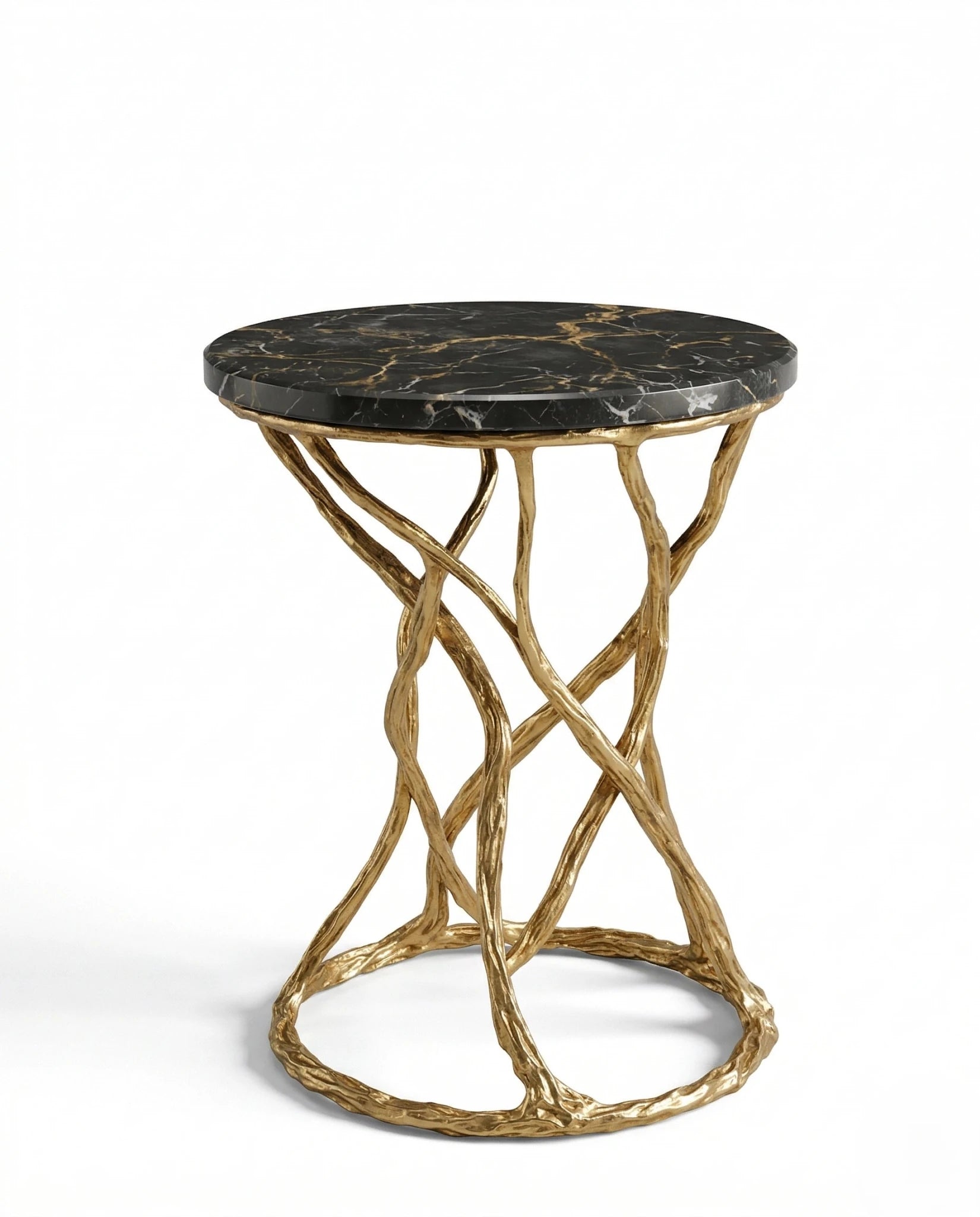 Beautiful premium black marble gold corner table crafted by Arris Concepts Luxury Pvt. Ltd.