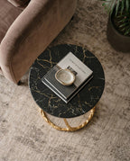 Beautiful premium black marble gold corner table crafted by Arris Concepts Luxury Pvt. Ltd.