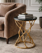 Beautiful premium black marble gold corner table crafted by Arris Concepts Luxury Pvt. Ltd.