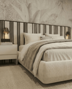 Beautiful premium black white striped king bed crafted by Arris Concepts Luxury Pvt. Ltd.