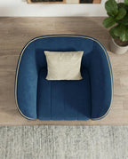 Beautiful premium blue velvet quilted armchair crafted by Arris Concepts Luxury Pvt. Ltd.