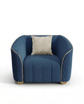 Beautiful premium blue velvet quilted armchair crafted by Arris Concepts Luxury Pvt. Ltd.