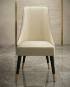 Beautiful premium cream artificial leather dining chair crafted by Arris Concepts Luxury Pvt. Ltd.