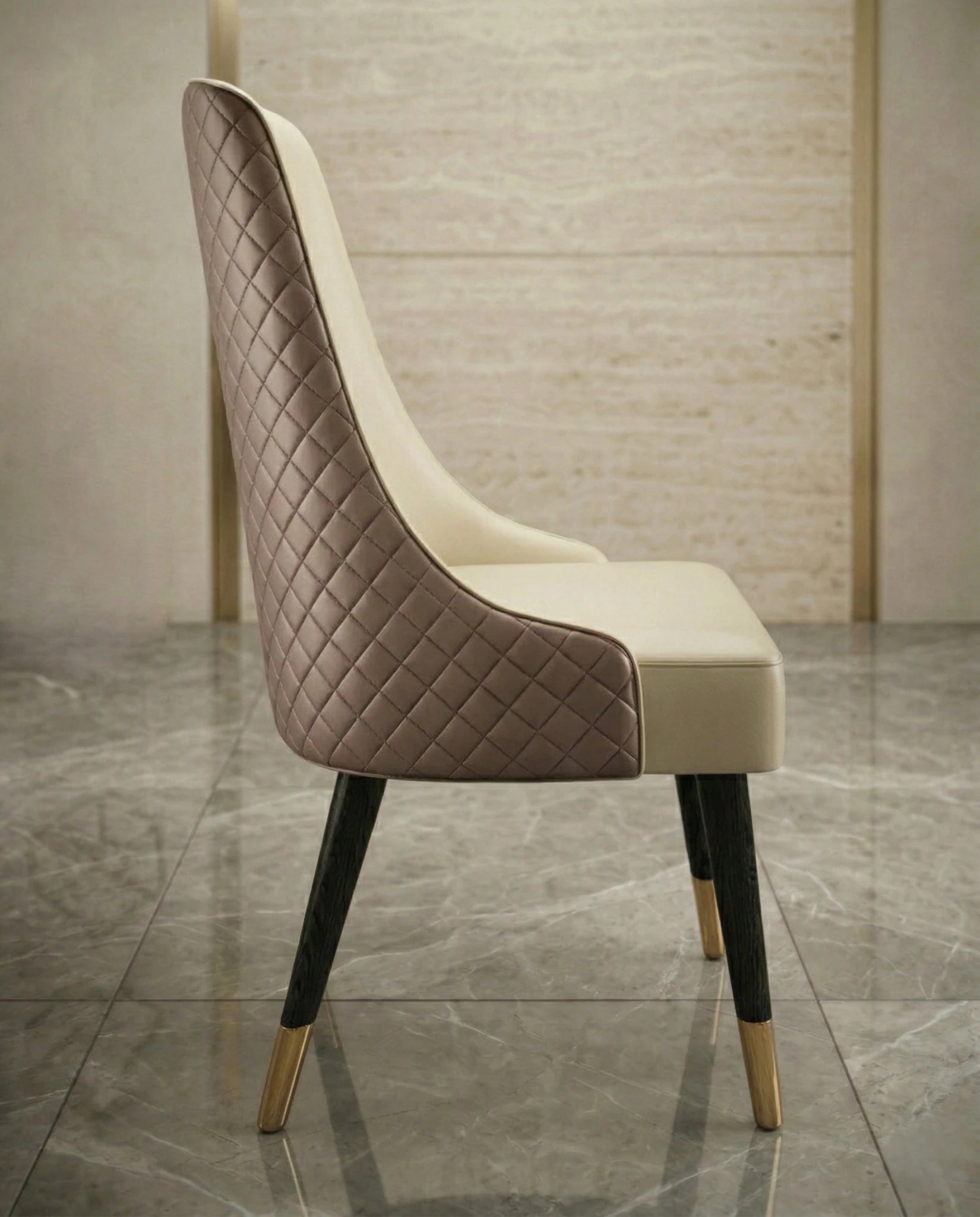 Beautiful premium cream artificial leather dining chair crafted by Arris Concepts Luxury Pvt. Ltd.