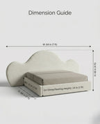 Designer upholstered floating bed and premium cream boucle platform bed by Arris Concepts Luxury Pvt. Ltd.