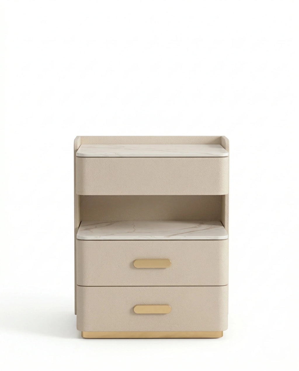 Beautiful modern leather accent table and premium cream marble side table crafted by Arris Concepts Luxury Pvt. Ltd.