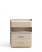 Beautiful modern leather accent table and premium cream marble side table crafted by Arris Concepts Luxury Pvt. Ltd.