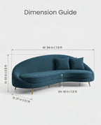 Beautiful premium curved teal velvet sofa crafted by Arris Concepts Luxury Pvt. Ltd.