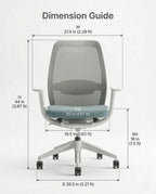 Modern desk chair with teal seat and premium ergonomic mesh office chair by Arris Concepts Luxury Pvt. Ltd.