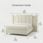 Beautiful cream fluted upholstered bed and premium extended headboard bed crafted by Arris Concepts Luxury Pvt. Ltd.
