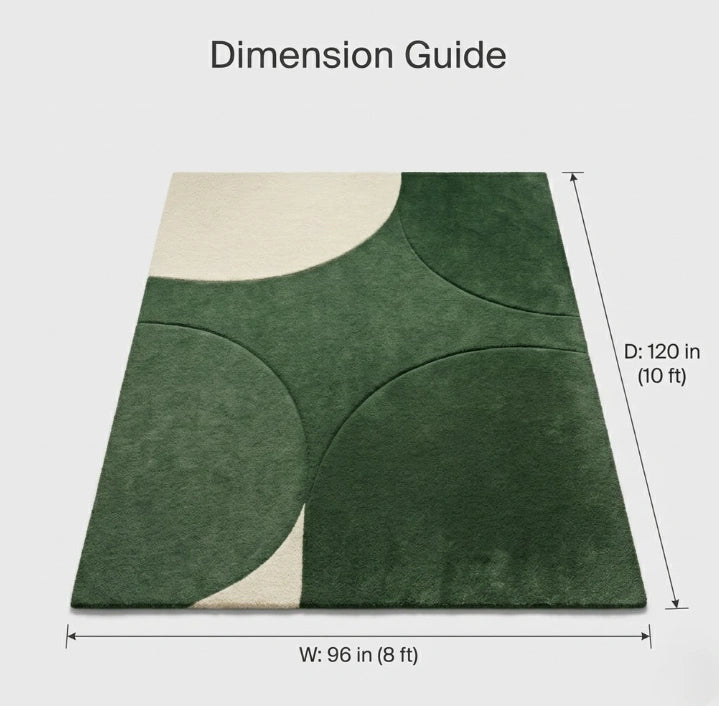 A designer contemporary floor rug and premium geometric green area rug crafted by Arris Concepts Luxury Pvt. Ltd.