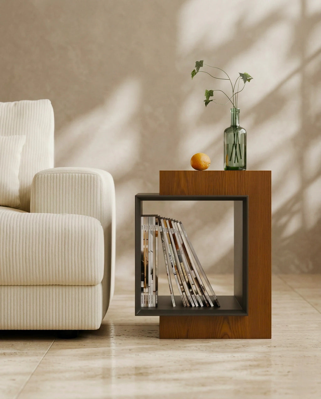 Beautiful premium geometric wood corner table crafted by Arris Concepts Luxury Pvt. Ltd.
