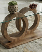 A premium glass and wood coffee table and modern round glass center table crafted by Arris Concepts Luxury Pvt. Ltd.