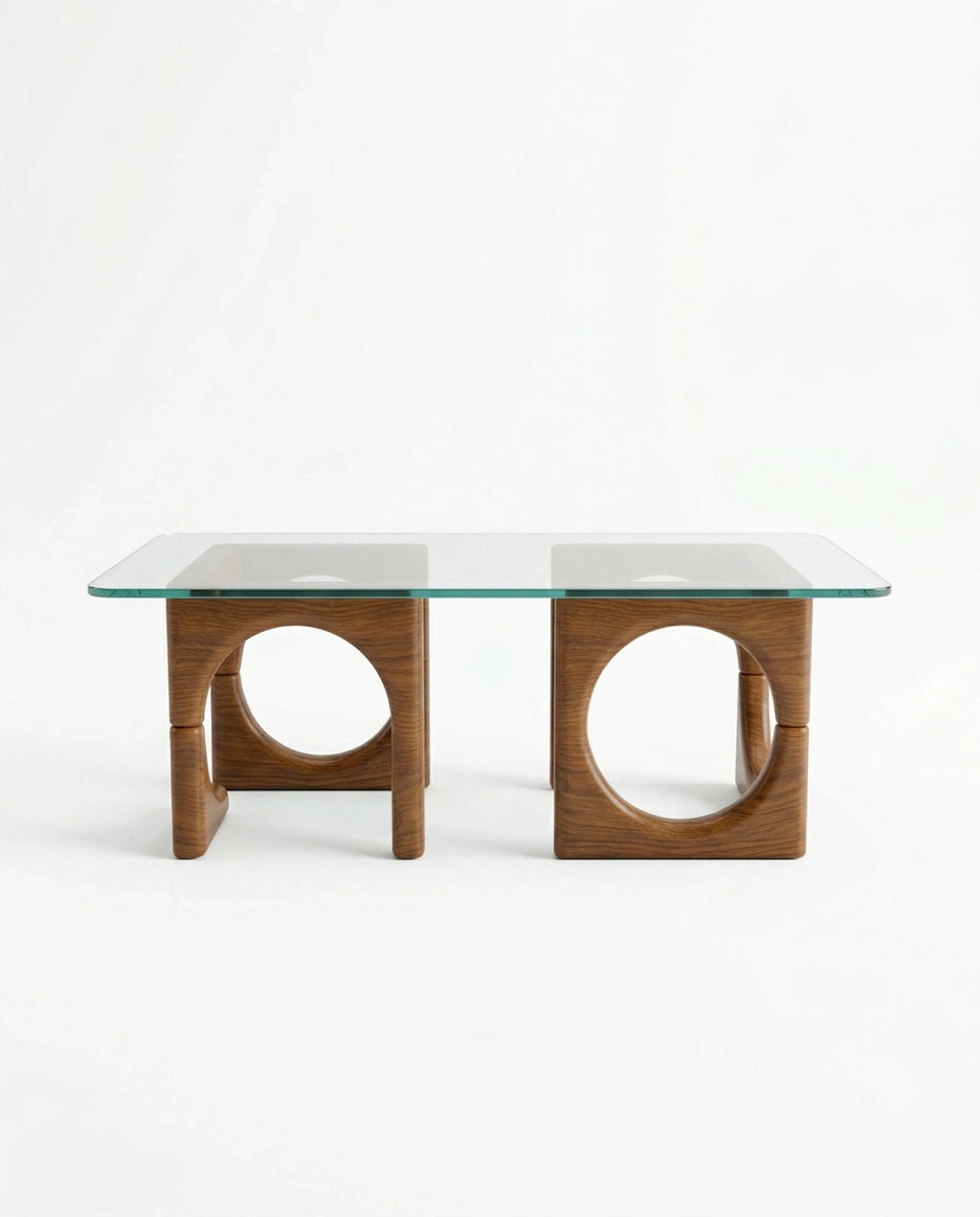 Modern wood base glass table and premium glass sculptural coffee table by Arris Concepts Luxury Pvt. Ltd.