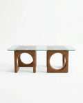Modern wood base glass table and premium glass sculptural coffee table by Arris Concepts Luxury Pvt. Ltd.