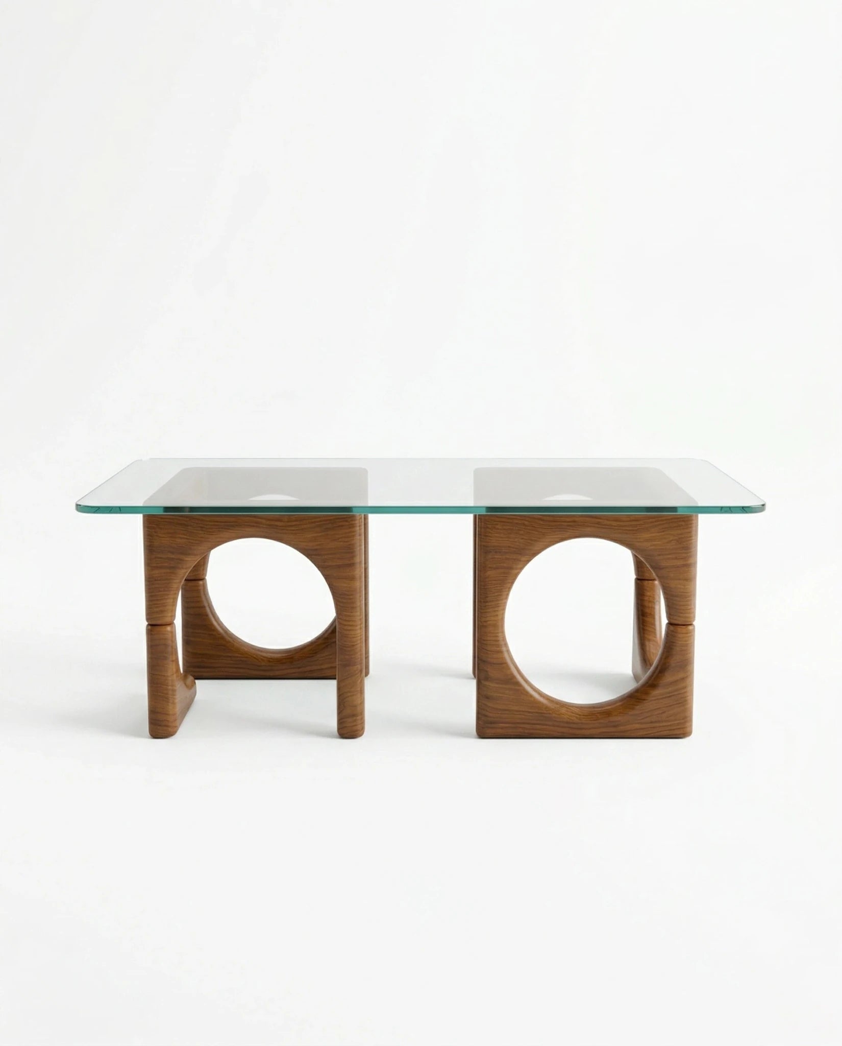 Modern wood base glass table and premium glass sculptural coffee table by Arris Concepts Luxury Pvt. Ltd.