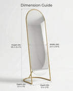 A premium gold floor mirror with an elegant capsule design from Arris Concepts Luxury Pvt. Ltd.