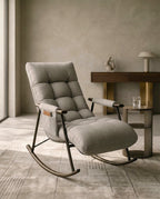 High-end living room seating and premium grey modern rocking chair crafted by Arris Concepts Luxury Pvt. Ltd.