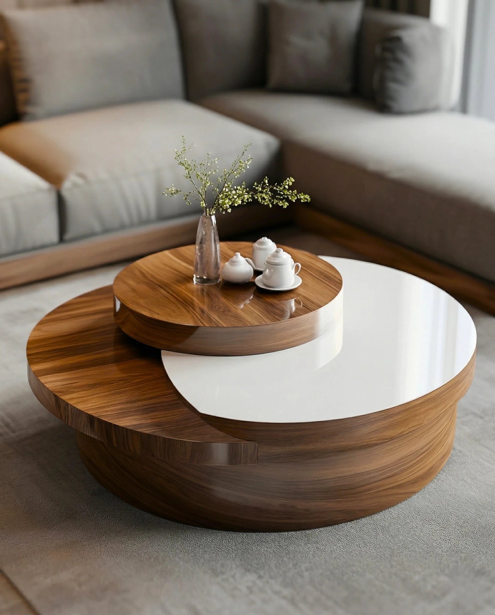Beautiful premium high gloss two tier center table crafted by Arris Concepts Luxury Pvt. Ltd.