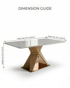 Modern wood base stone table and a premium marble geometric dining table crafted by Arris Concepts Luxury Pvt. Ltd.