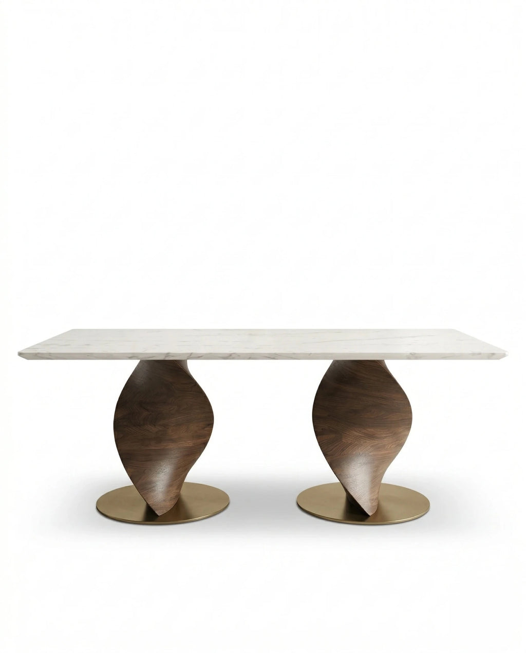 Modern wood base marble table and premium marble sculptural dining table by Arris Concepts Luxury Pvt. Ltd.