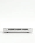 Beautiful premium minimalist white tv ledge crafted by Arris Concepts Luxury Pvt. Ltd.