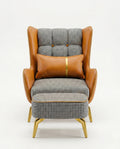 High-end accent chair and ottoman and premium real leather houndstooth chair crafted by Arris Concepts Luxury Pvt. Ltd.