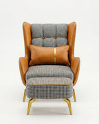 High-end accent chair and ottoman and premium real leather houndstooth chair crafted by Arris Concepts Luxury Pvt. Ltd.