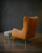 High-end accent chair and ottoman and premium real leather houndstooth chair crafted by Arris Concepts Luxury Pvt. Ltd.