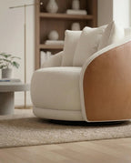 Beautiful premium rotating lounge chair with ottoman crafted by Arris Concepts Luxury Pvt. Ltd.