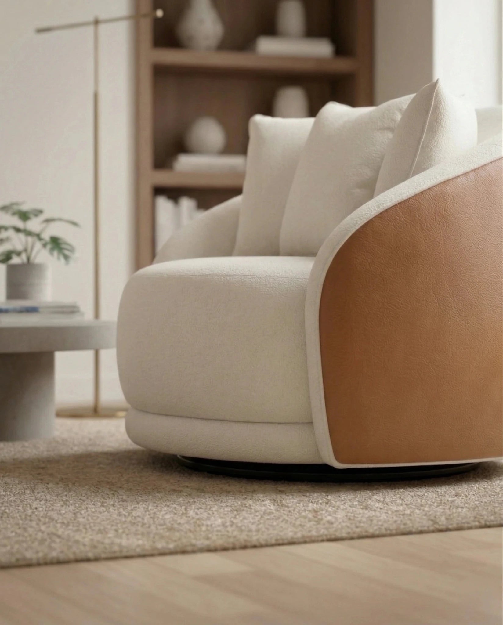 Beautiful premium rotating lounge chair with ottoman crafted by Arris Concepts Luxury Pvt. Ltd.