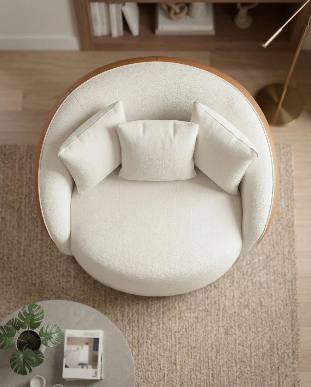 Beautiful premium rotating lounge chair with ottoman crafted by Arris Concepts Luxury Pvt. Ltd.